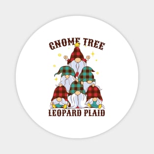 Gnome Tree - Leopard Plaid Christmas Magnet
